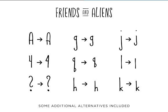 Friends and Aliens可爱英文字体+儿童涂鸦装饰元素下载5