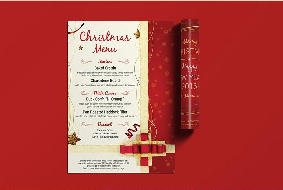 红色喜庆圣诞节餐厅菜单模板下载2