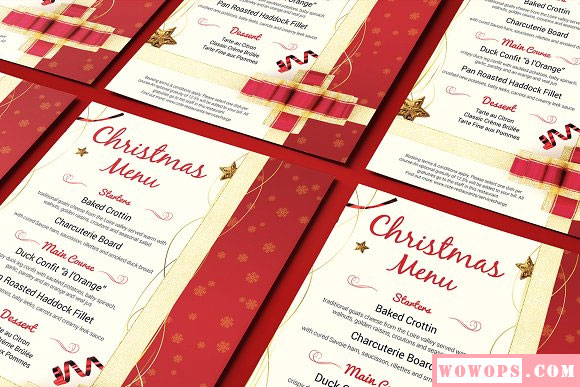红色喜庆圣诞节餐厅菜单模板下载4