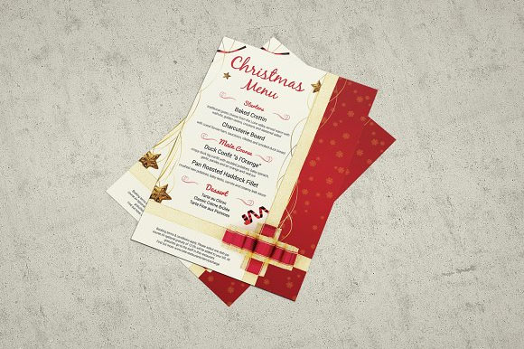 红色喜庆圣诞节餐厅菜单模板下载3