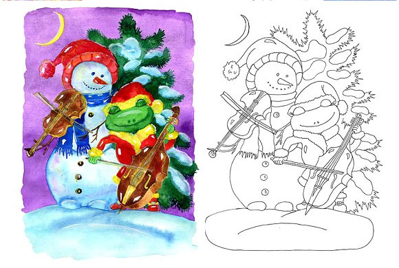 卡通圣诞新年快乐马戏团图案插图素材2