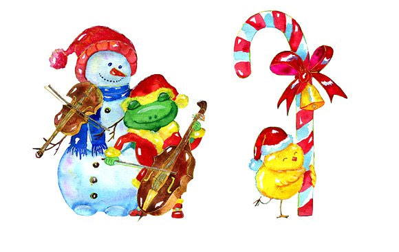 卡通圣诞新年快乐马戏团图案插图素材6
