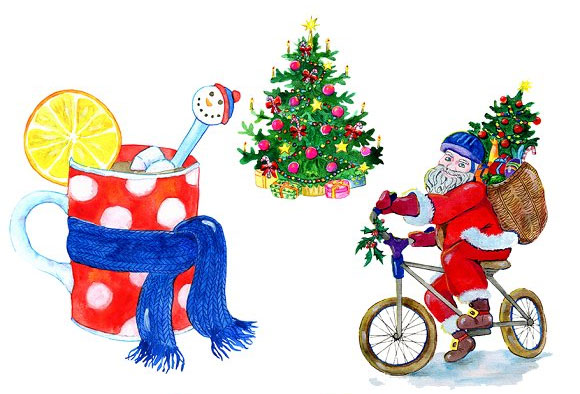 卡通圣诞新年快乐马戏团图案插图素材8