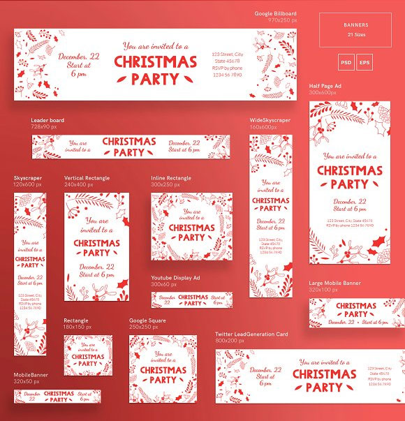 简约干净圣诞晚会促销活动品牌设计模板12