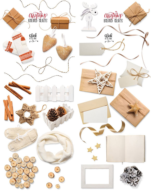 圣诞节模拟场景礼物盒手套围巾丝带等装饰素材4