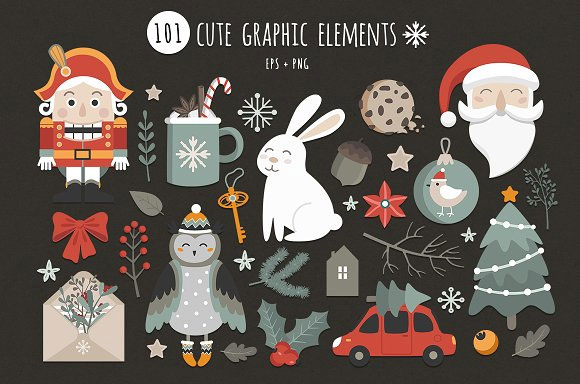 卡通圣诞节装饰图案手写英文标签设计素材2
