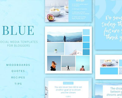 小清新蓝色时尚博客网页广告横幅素材