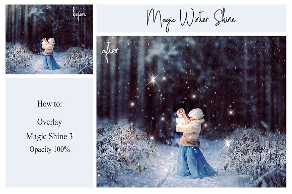 唯美浪漫冬季雪花光斑星星照片叠加素材10
