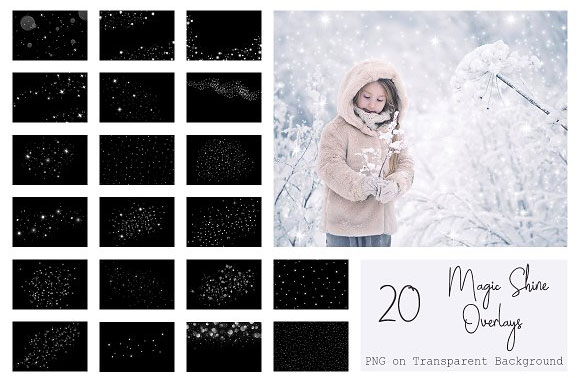 唯美浪漫冬季雪花光斑星星照片叠加素材11