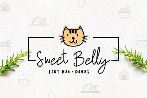 可爱滑稽有趣图标SweetBelly唯美英文字体素材1