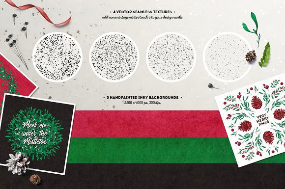 圣诞节派对面具花环冬青花卉装饰元素卡片素材3
