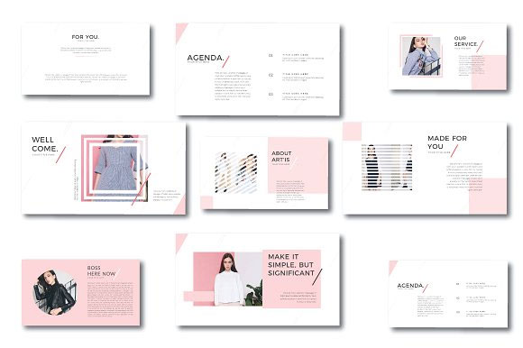 小清新粉色企业公服装设计销售Keynote模板2