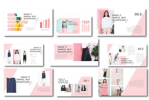 小清新粉色企业公服装设计销售Keynote模板5