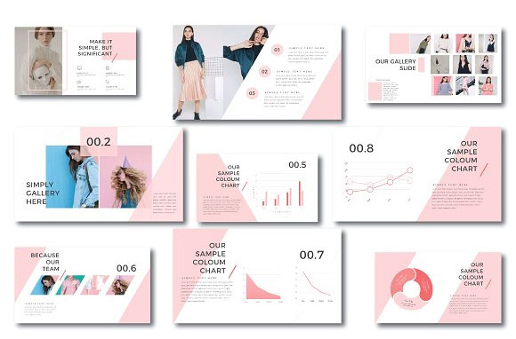小清新粉色企业公服装设计销售Keynote模板4