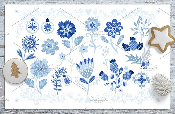 蓝色小清新花卉花环植物装饰背景素材蓝色小清新花卉花环植物装饰背景素材11