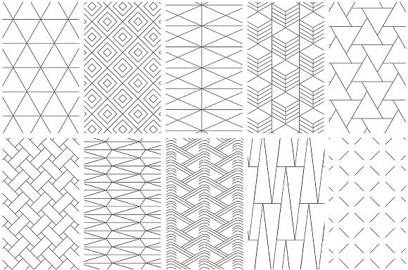 简单黑白线条几何图形无缝背景素材7