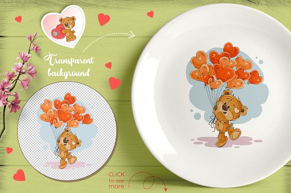 卡通可爱情人节泰迪熊玩具动物装饰素材6