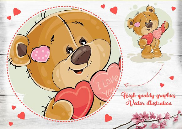 卡通可爱情人节泰迪熊玩具动物装饰素材7