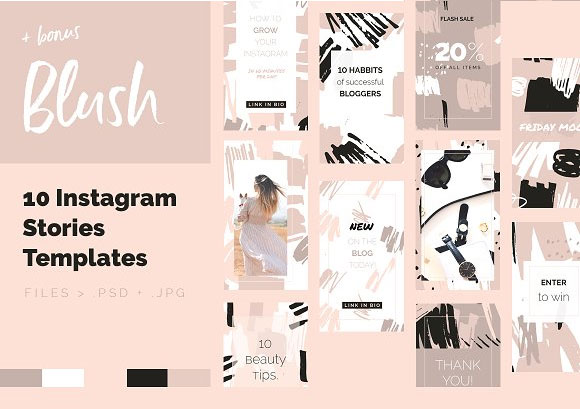时尚纹理背景Instagram竖版横幅设计模板4