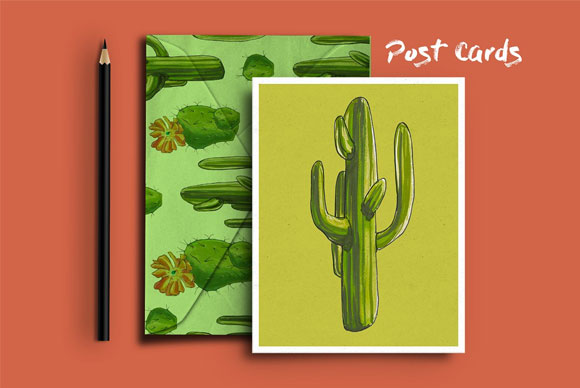 水彩手绘沙漠植物仙人掌插图素材下载7