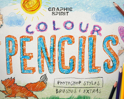 彩色铅笔效果素描风格ps笔刷样式素材