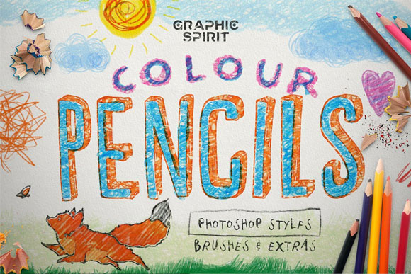彩色铅笔效果素描风格ps笔刷样式素材1
