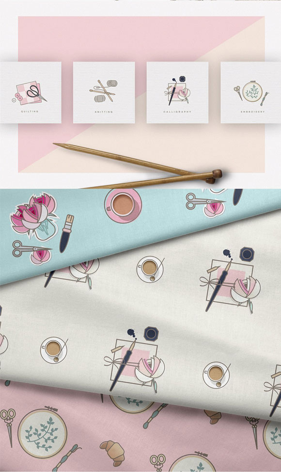 艺术线条编织刺绣缝纫钩针工具图标设计2