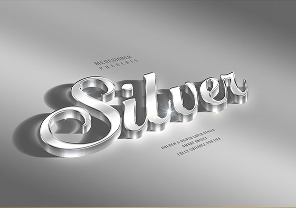 3D金色银色PSD图层字体样式素材下载3
