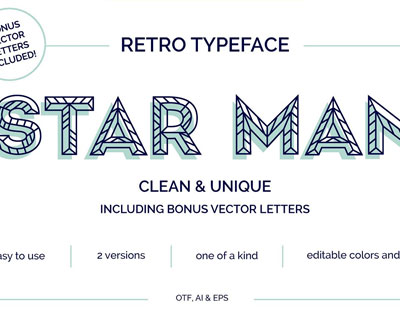 Star-Man个性轮廓英文字体+矢量英文字母素材