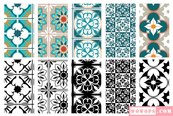 摩洛哥花纹瓷砖背景墙无缝图案设计6