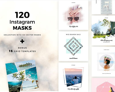 时尚几何图形Instagram社交网页模板素材