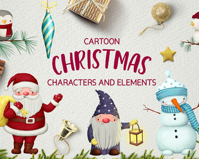 圣诞节卡通人物雪人手套袜子装饰元素素材