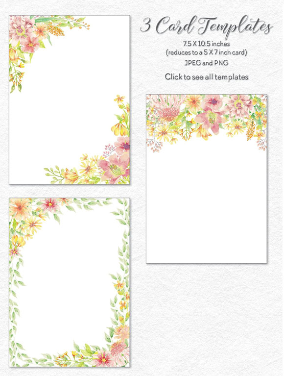 小清新水彩花卉花束花环婚礼装饰图案素材6