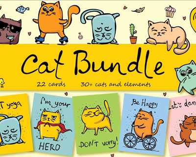 卡通可爱猫咪图案素材下载