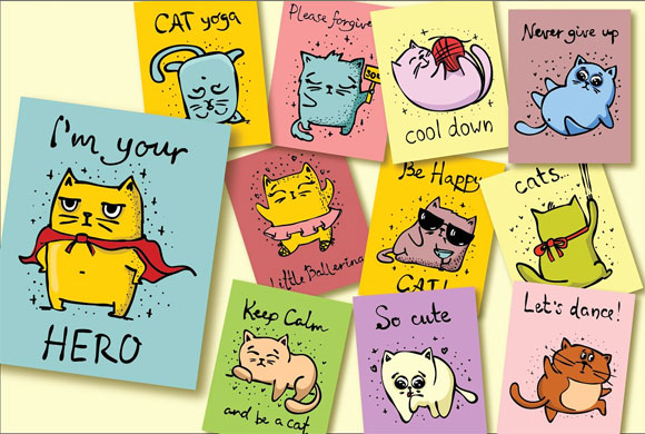 卡通可爱猫咪图案素材下载2