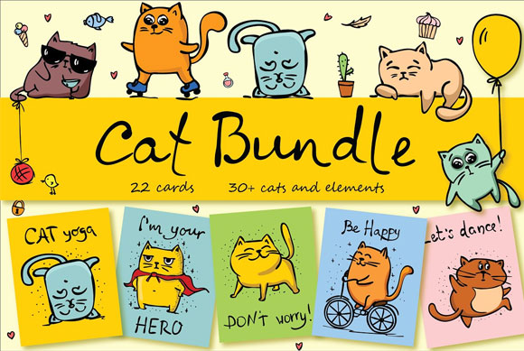卡通可爱猫咪图案素材下载1