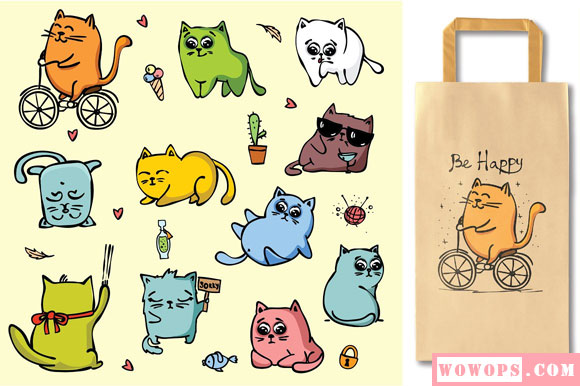 卡通可爱猫咪图案素材下载5