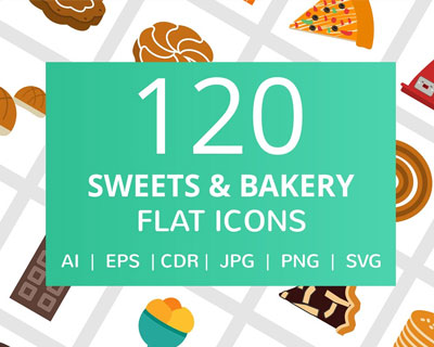 糖果饼干甜点面包房平面图标素材下载