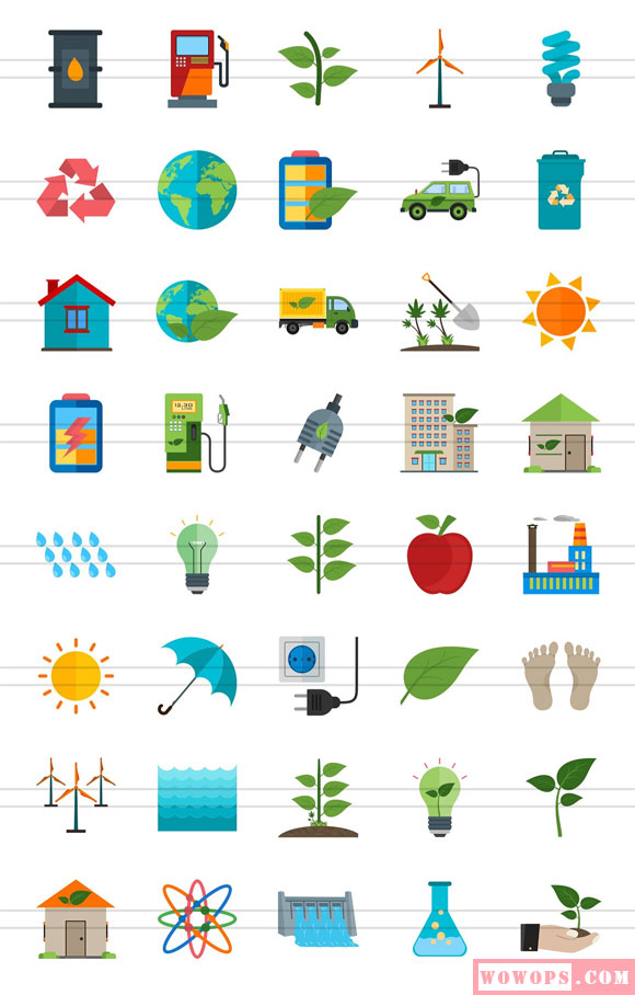 绿色能量生态平面图标素材4
