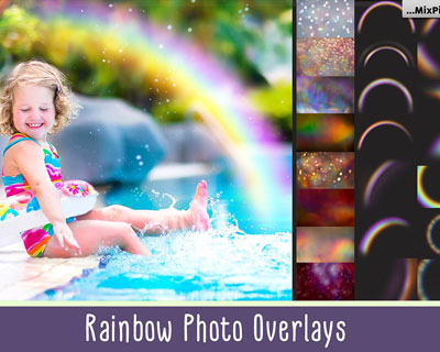 彩虹光效果照片覆盖艺术叠加素材