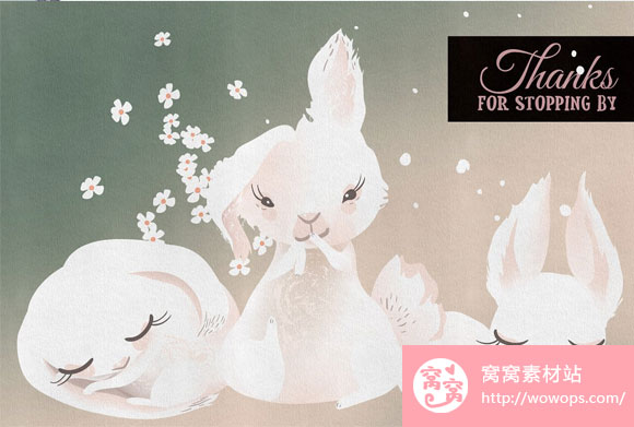 卡通可爱小兔子花环花束蛋糕杯茶设计元素下载6