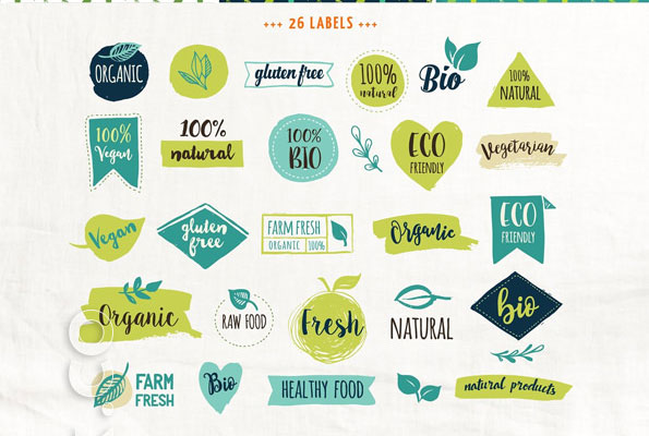 小清新绿色食品植物标签背景素材下载3