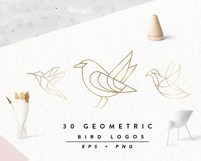 几何线条手绘鸟装饰图案素材下载