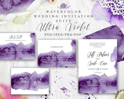 紫色浪漫爱情情人节婚礼请柬卡片素材下载