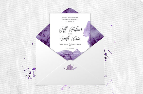 紫色浪漫爱情情人节婚礼请柬卡片素材下载3