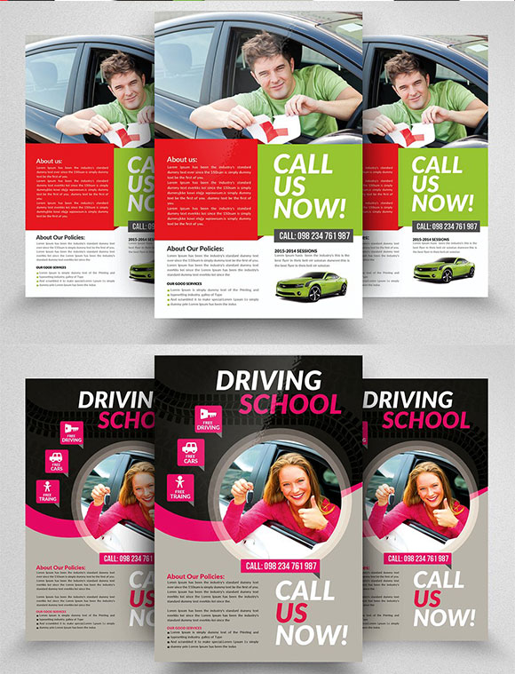 国外创意驾驶学习中心培训传单海报设计2