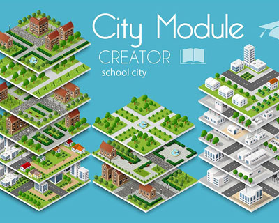 3D城市模块建筑图标景观建设素材下载