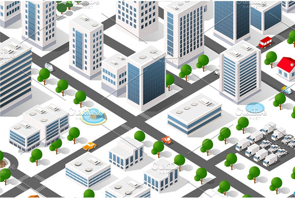 3D城市模块建筑图标景观建设素材下载5
