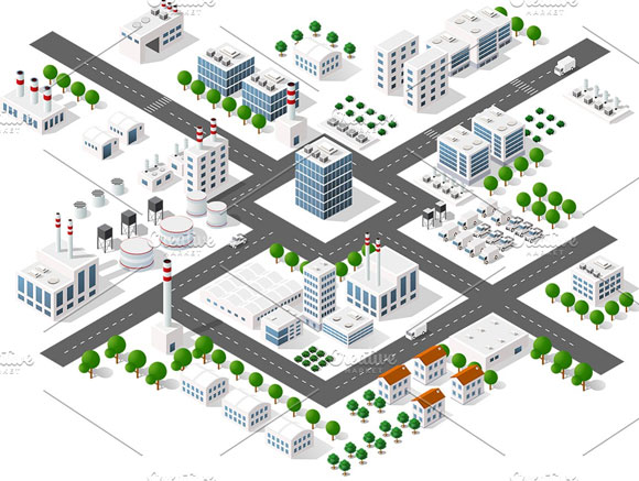 3D城市模块建筑图标景观建设素材下载6