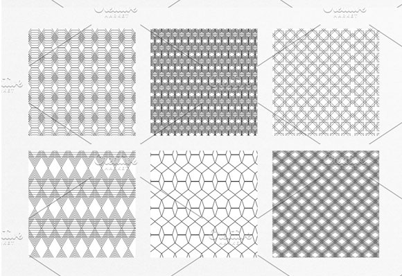 黑白几何线条无缝纹理图案印花素材下载4